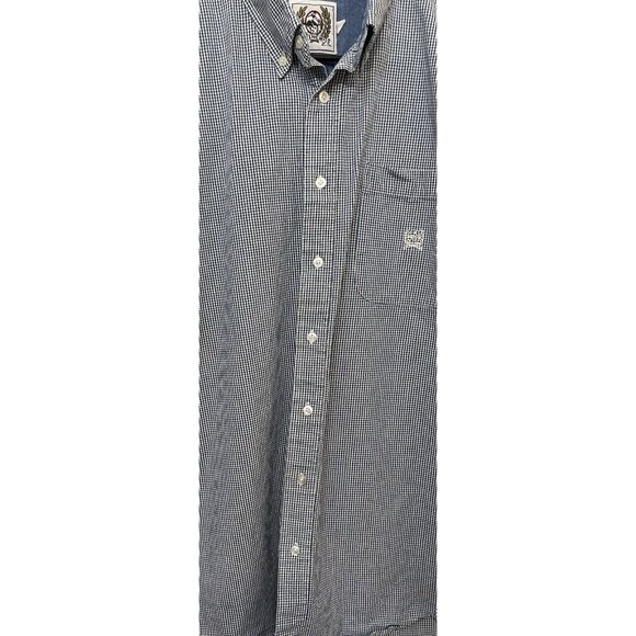 Cinch Shirt Mens Large Blue White Plaid Western Button Down Short Sleeve Cowboy - Picture 8 of 12